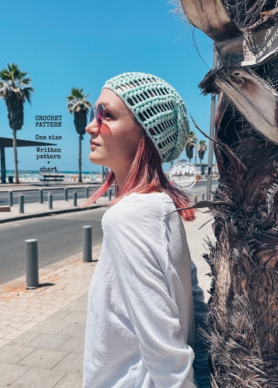 Summer Lace Slouch Beanie Hat CROCHET PATTERN Mesh Sun Hat  display picture 1