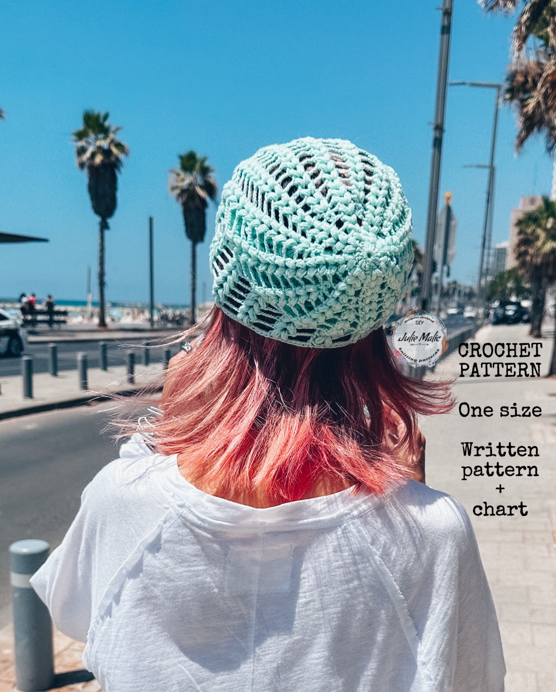 Summer Lace Slouch Beanie Hat CROCHET PATTERN Mesh Sun Hat  display picture 3