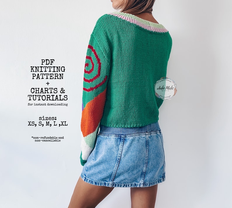 intarsia knitting, womens knit sweaters
magic mushroom hippie fun pullover, sweater knit pattern, colorwork knitting step by step pattern, cropped fall sweater, mushroom fungi knit crew neck sweater diy, easy pattern toadstool colorwork