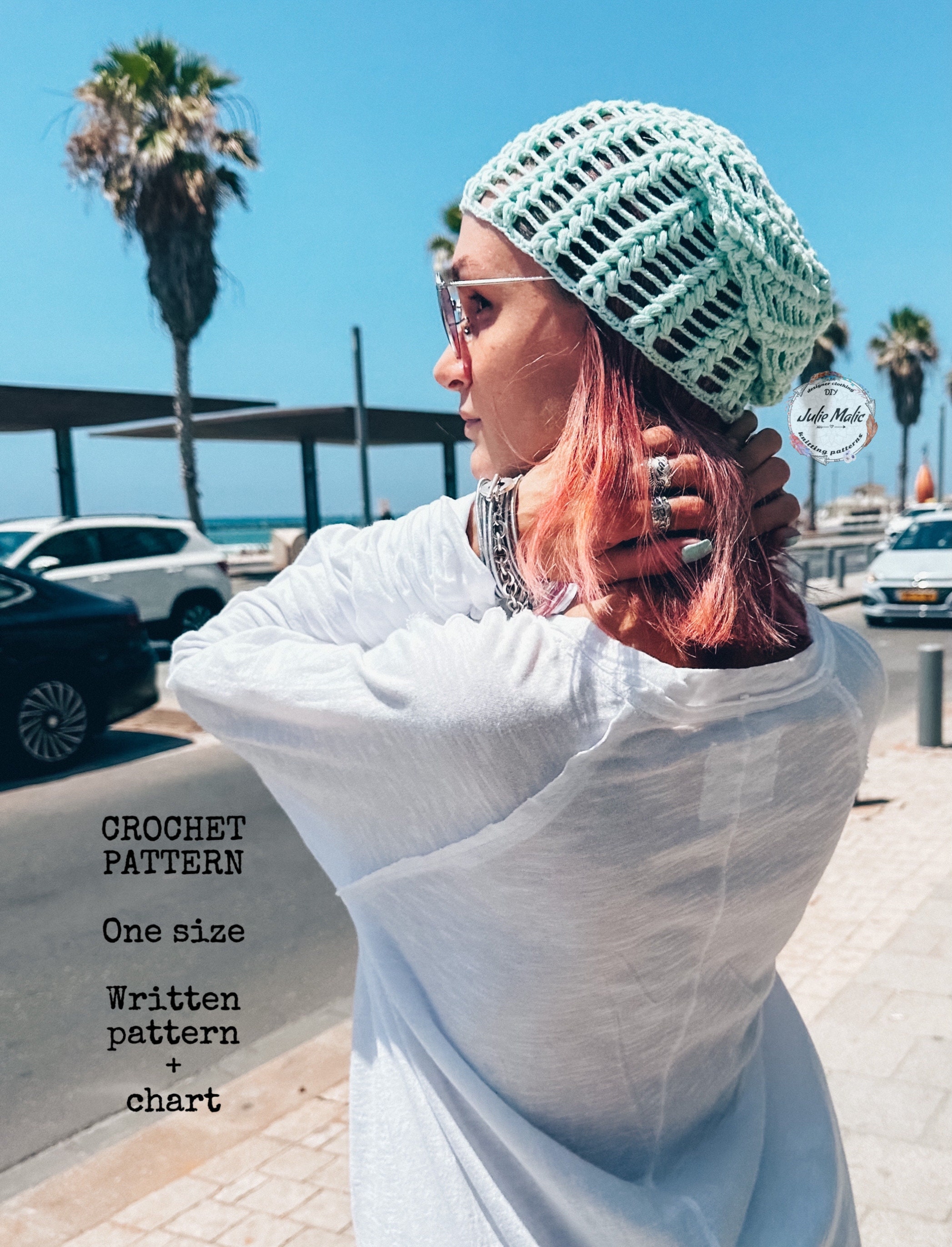 Summer Lace Slouch Beanie Hat CROCHET PATTERN Mesh Sun Hat  display picture 1