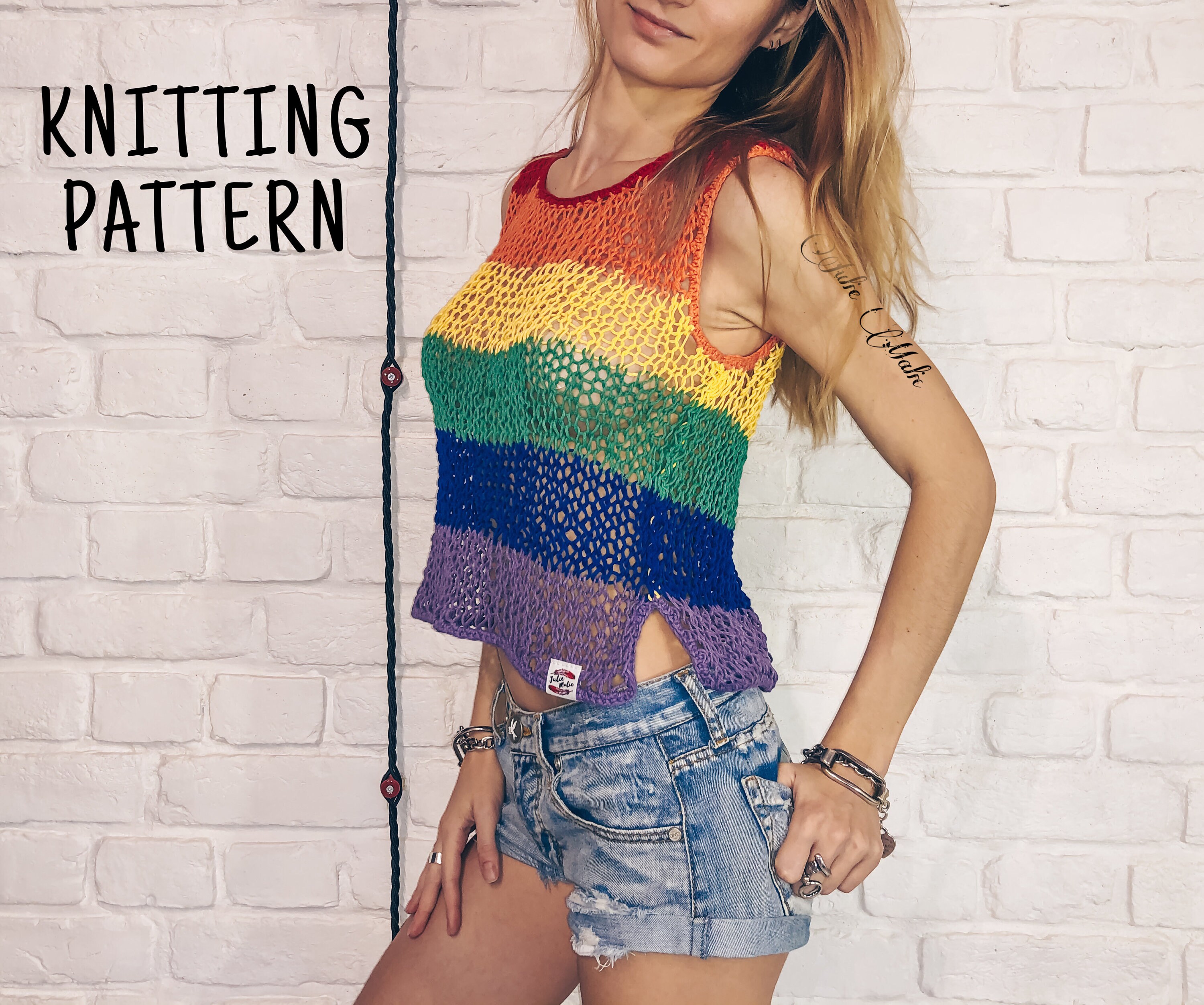LGBT unisex rainbow crop top PDF easy knitting pattern Gay Etsy