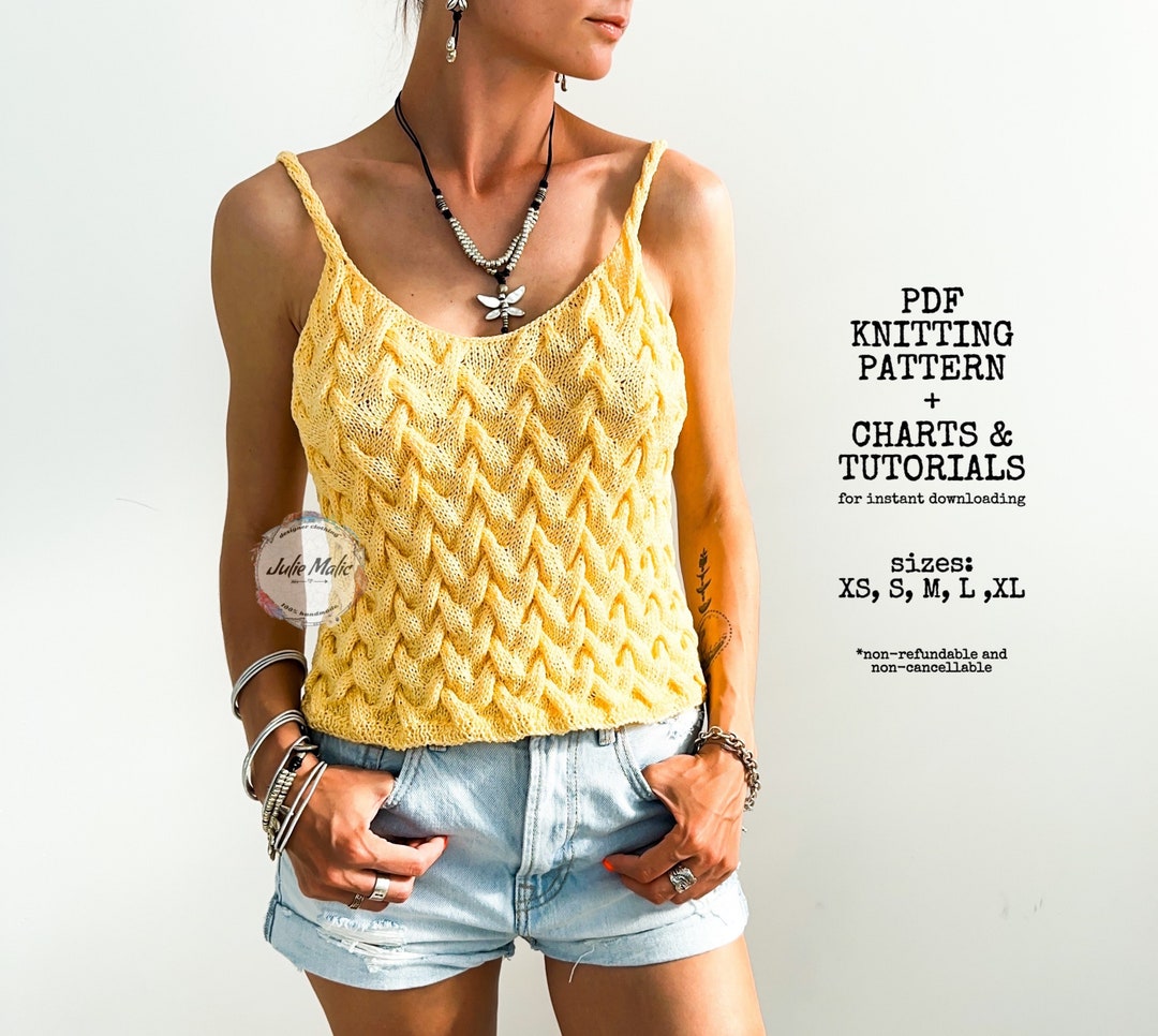 Knitted Aran Crop Top PDF KNITTING PATTERN Tank Top Knit Pattern ...
