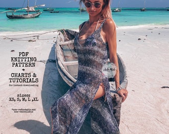 Open Sides Maxi Dress PDF Knitting Pattern See Through Dress Easy Knit  Pattern Cocktail Dress Knitting Tutorial Long Sexy Sheer Dress DIY - Etsy