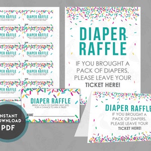 BABY SHOWER SPRINKLES Diaper Raffle Tickets & Sign | Printable