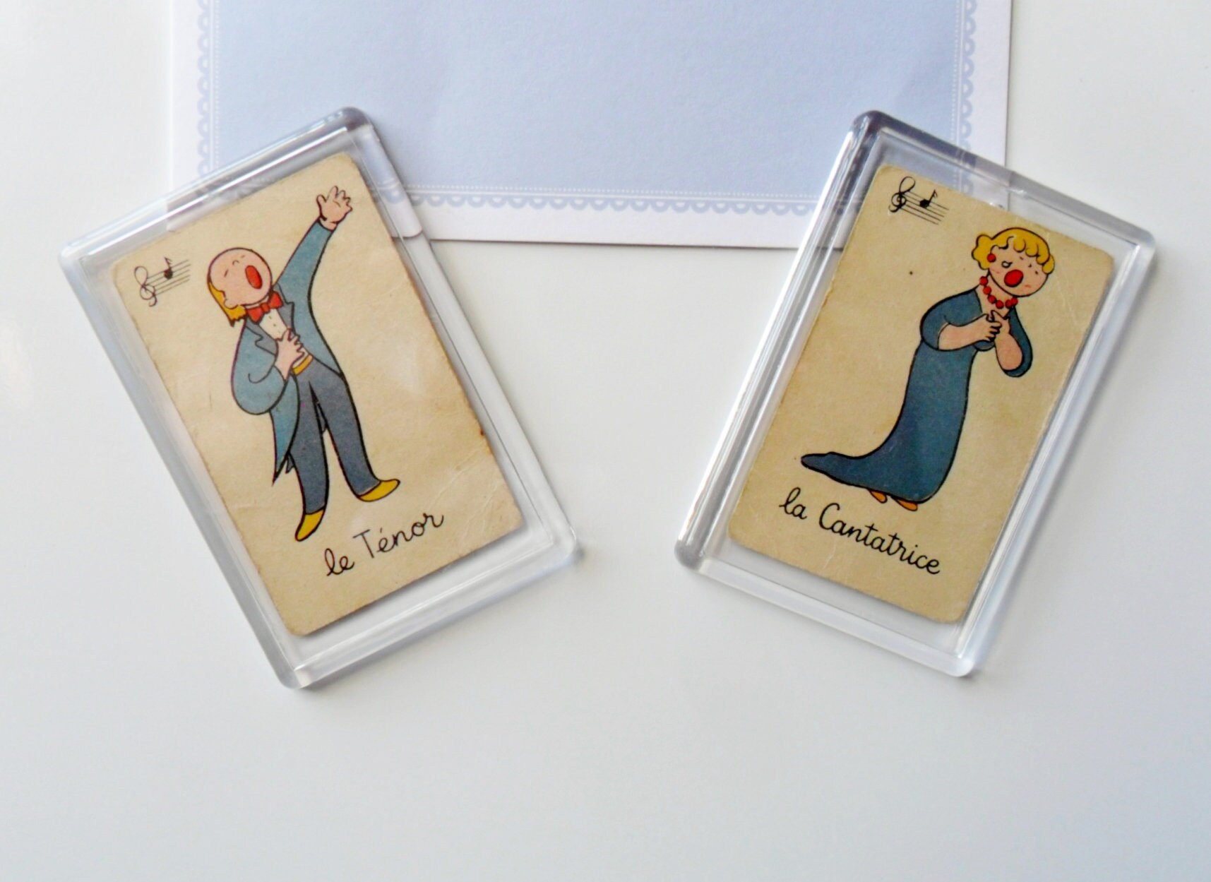 Magnets Anciennes Cartes de Mistigri, Ténor et Cantatrice