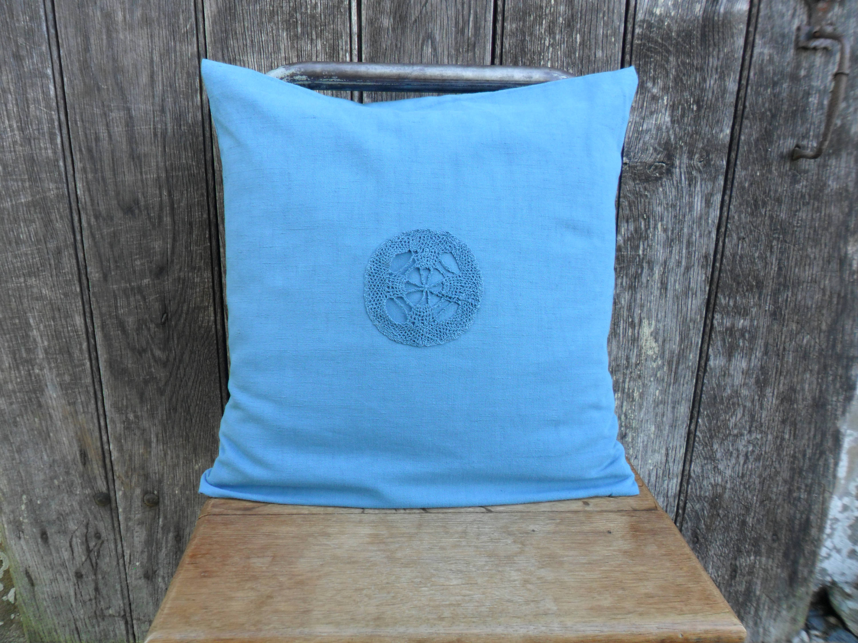 Housse de Coussin 40x40 cm en Lin Ancien Teint Bleu Petrole | Batik, Sarcelle, Bleu-Vert, Canard