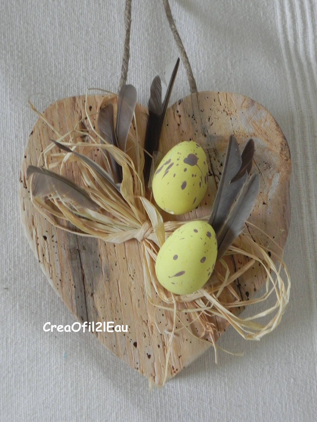 Coeur en Bois Flotté à Suspendre /Déco de Pâques