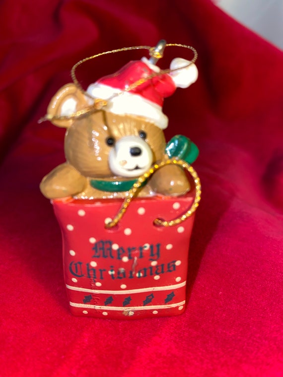 Bougeoir Premier Noël – Céramique – Ours En Peluche – Très Bon état