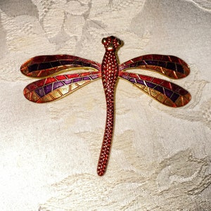 Handmade Brooch Pin Dragonfly jewelry, Great gift , insect fashion jewelry vibrant hand painted colors Vintage