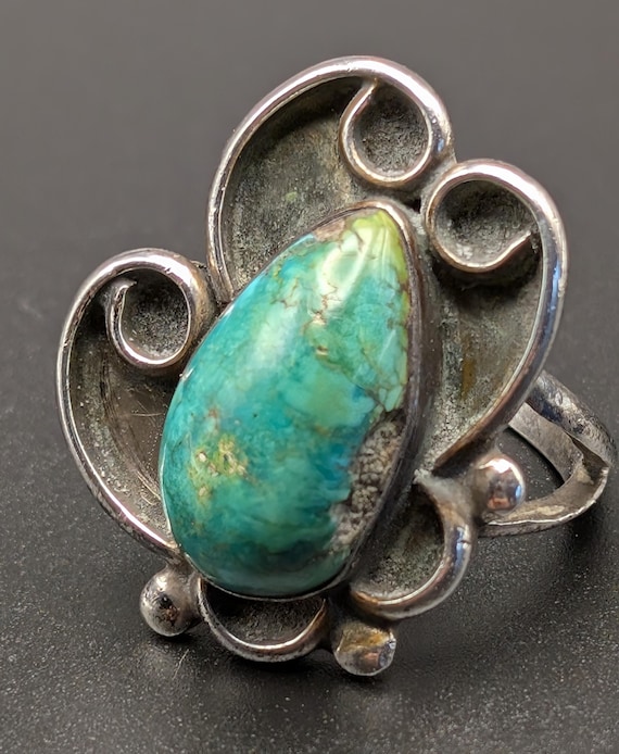 Handmade Sterling Silver Turquoise Leaf Ring