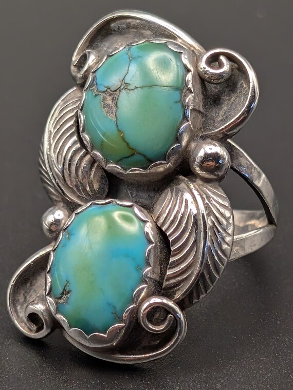 Handmade Sterling Silver Turquoise Leaf Ring