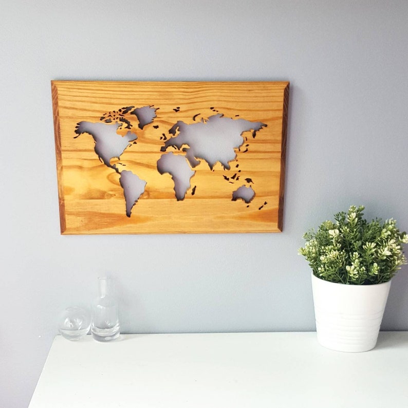 Wood World Map Wall Art Etsy