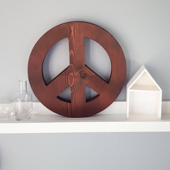 Brown Wood Peace Sign Wall Art For Living Rooms And Bedrooms Etsy