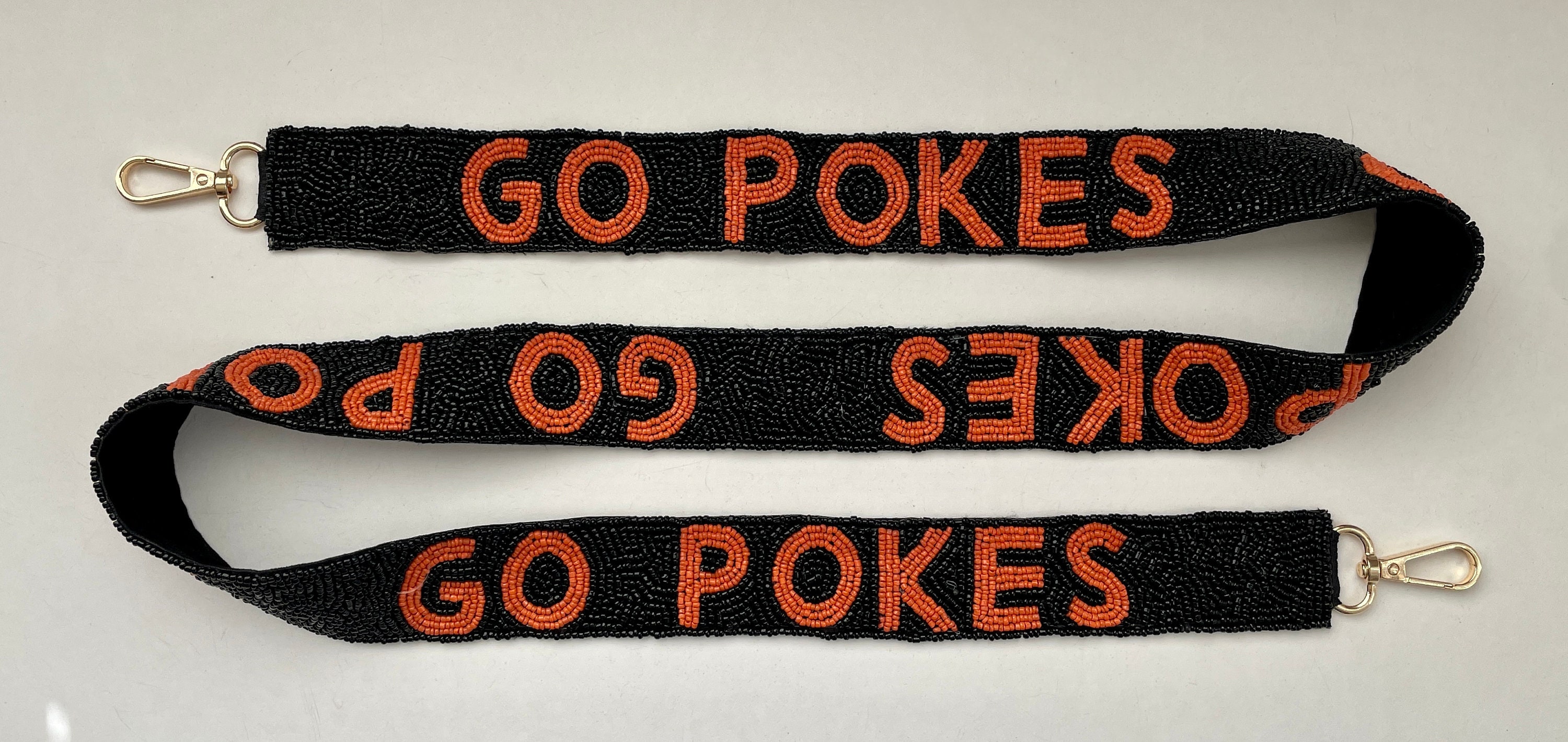 Oklahoma State Go Pokes Orange and Black Beaded Purse Strap by Desden-  Officially Collegiate Licensed