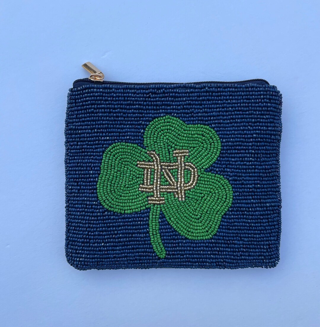 Notre Dame Beaded Coin Purse, Notre Dame Football, Tailgate, Go Irish Coin Purse, Go Irish Purse