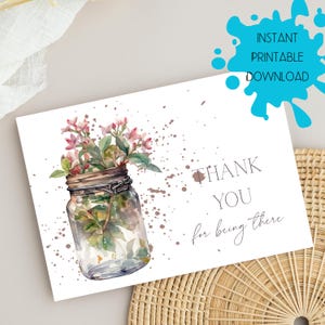 Tarjeta de agradecimiento por estar ahí, DESCARGA DIGITAL Tarjeta de agradecimiento con flores de colores, Tarjeta de agradecimiento imprimible, Tarjeta de gratitud Descarga instantánea