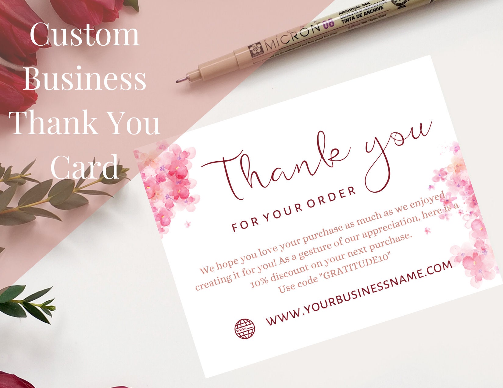 Custom Thank You card for business business package insert Etsy