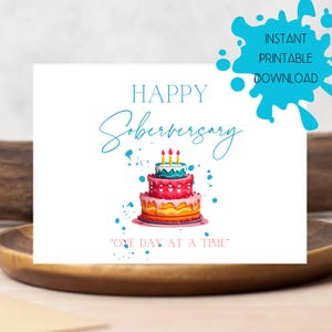 Happy Soberversary Card, AA Addiction Recovery, Digital Download