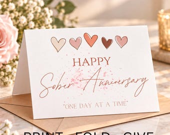 Sober Anniversary Card, Recovery Printable