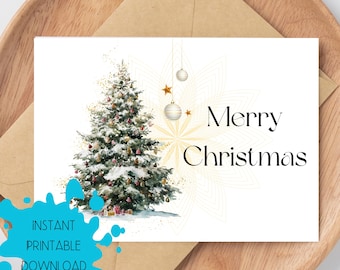 メリークリスマスカード、クリスマスツリー、ハッピーホリデー、デジタルダウンロード