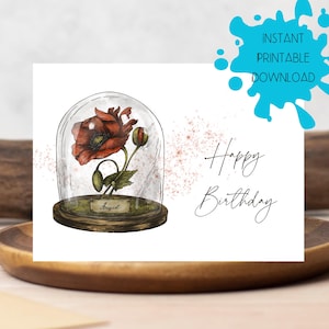 Happy August Poppy Birthday to You Card, DIGITAL DOWNLOAD Happy Birthday Card with Colorful Poppy Flower, Printable Birthday Card