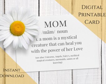 Printable Mother's Day Card, Mom Definition, Digital Download