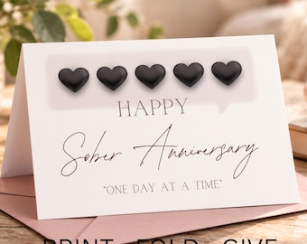 Sobriety Congratulations Card, Sober Birthday Card, Addiction Recovery Printable