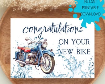 Congratulations New Motorcycle Card, Biker Harley Davidson, Digital Download