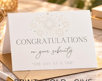 Sobriety Card, Sober Anniversary, Addiction Recovery Support
