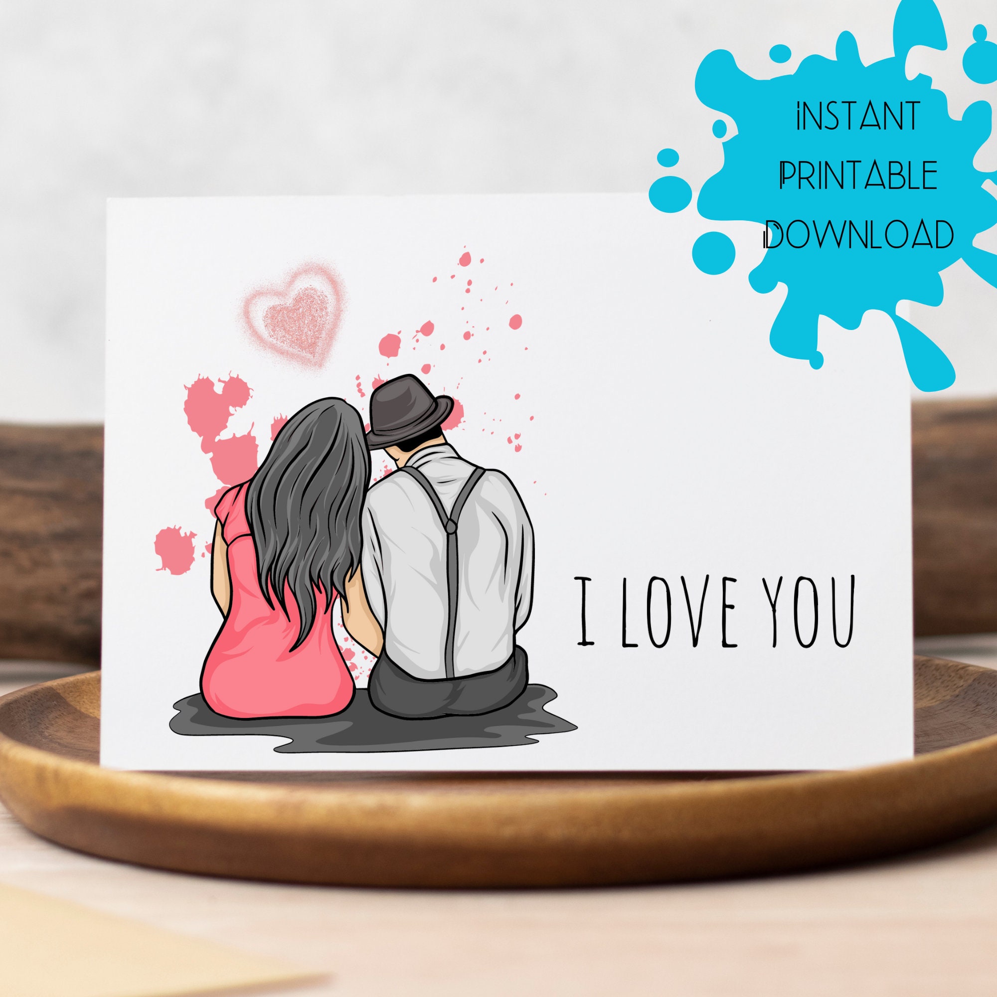 Printable I Love You Card, Instant Download Romance Card, Digital ...