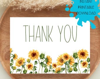 Thank You Card, Sunflowers Friendship, Digital Download