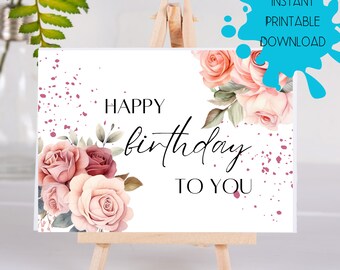 Printable Birthday Card, Instant Download Birthday Card, Digital Download, Flower Birthday Card, Birthday Card for Her, DIY Mom Card