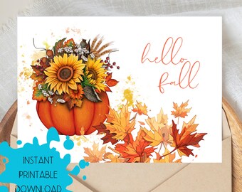 Hello Fall Holidays Card, Winter Happy Holidays, Digital Download