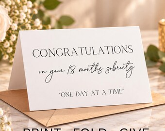 18 Month Sobriety Card, Recovery Printable