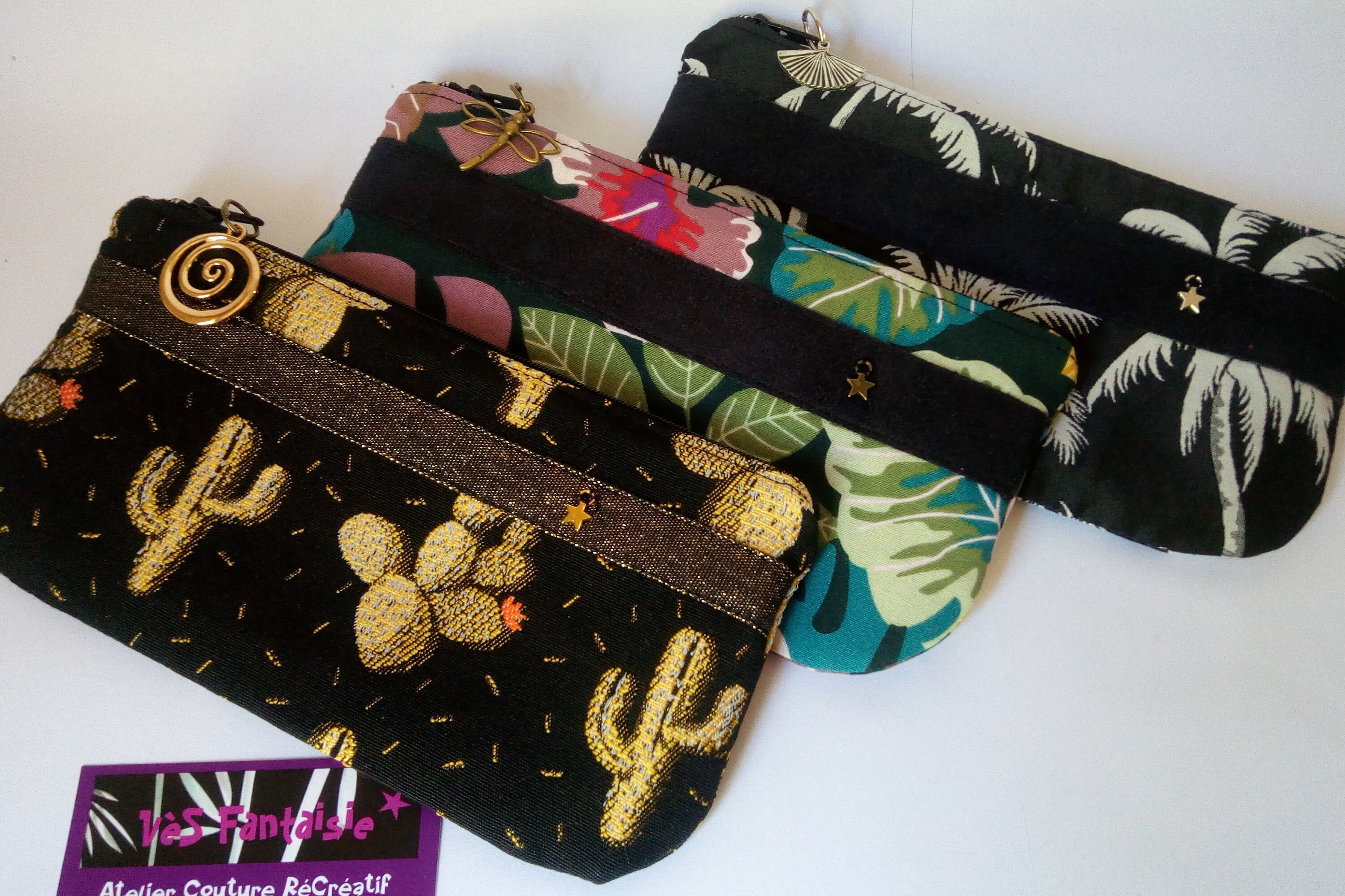 Trousse Plate, Trousse à Crayons, Accessoire Fille, Rentrée Scolaire, Tissu Tropical, Collection Noi