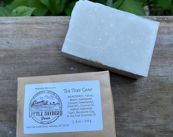 Tea Tree Jewelweed Bentonite Clay Soap | Face Soap | Facial Cleanser | Pure and Natural | Handmade