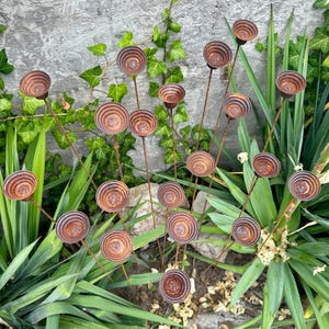 Rusty flowers set of 20, Flowers garden decor, Metal garden decor, metal yard art, outdoor metal decor, Rusty metal rain catchers