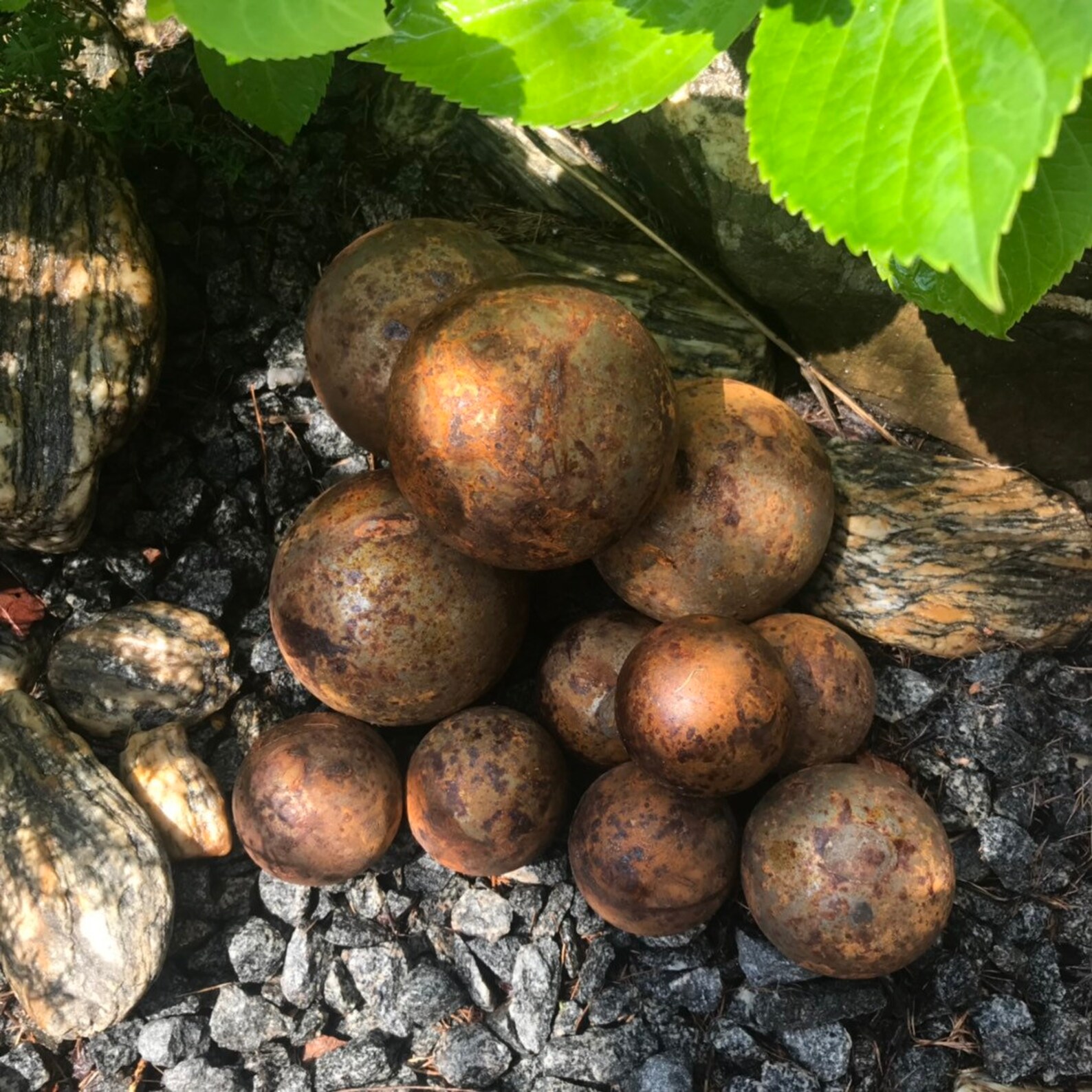 Rusty Metal Balls Set, Garden Art Decor, Metal Garden Sphere, Outdoor ...