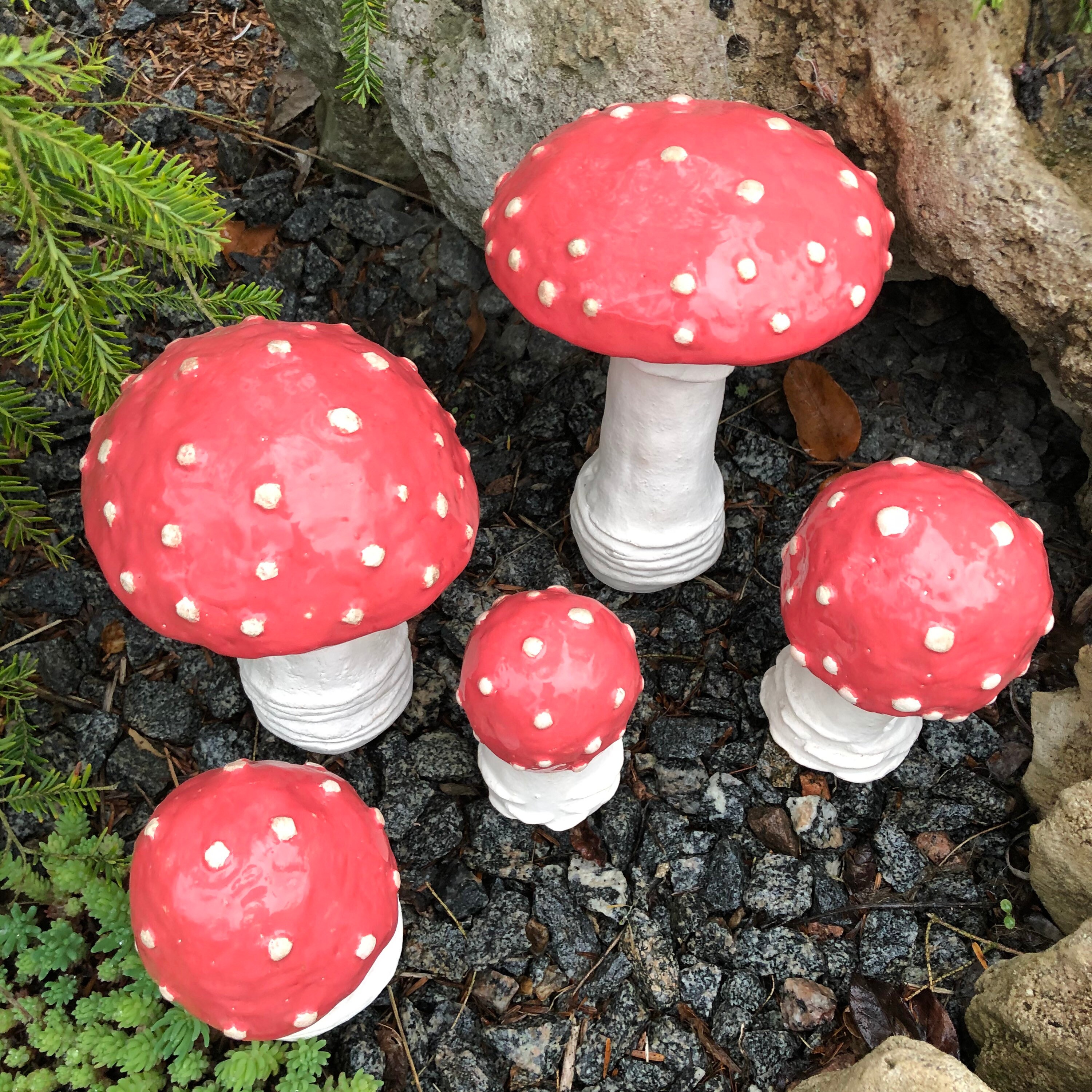 Ceramic mushrooms 5 ceramic mushrooms Garden art sculpture Etsy