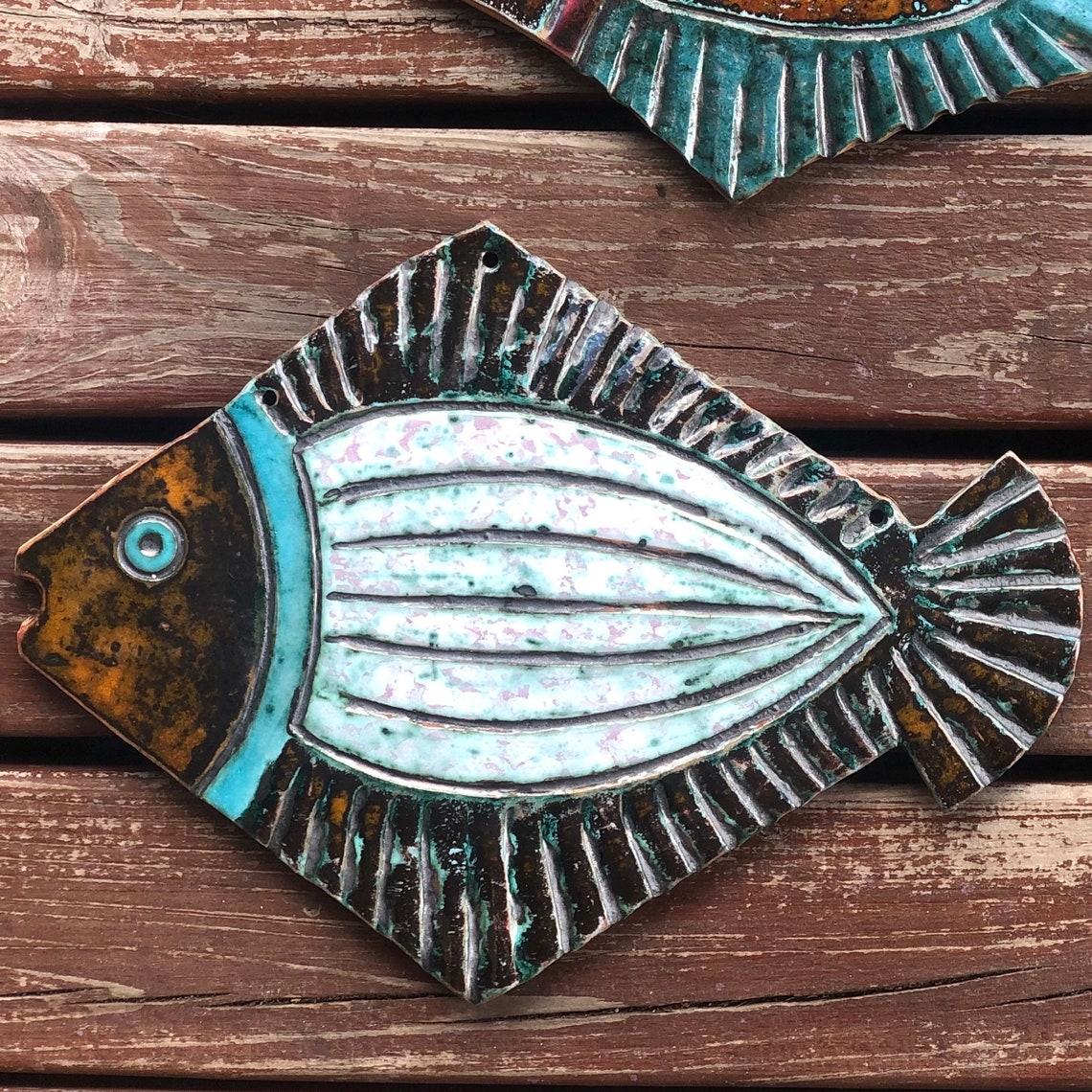 Three ceramic fishes wall art Ceramic wall decor Home wall Etsy