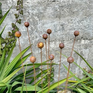 Metall Blumengarten Dekor, rostige Blumen 10er Set, Metall Gartendekor, Metall yard Art, Metalldekor im Freien, rostiges Metall Gartendekor