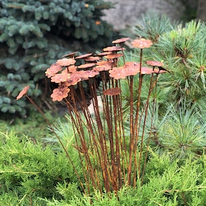 Rusty flowers set of 40, Flowers garden decor, Metal garden decor, metal yard art, outdoor metal decor, Rusty metal garden decor