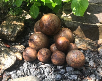 Rusty metal balls set, Garden decor, Garden art, Rusty metal art, Rusty decor, Metal sphere, Outdoor decor, Garden sphere, Rusty art, Sphere