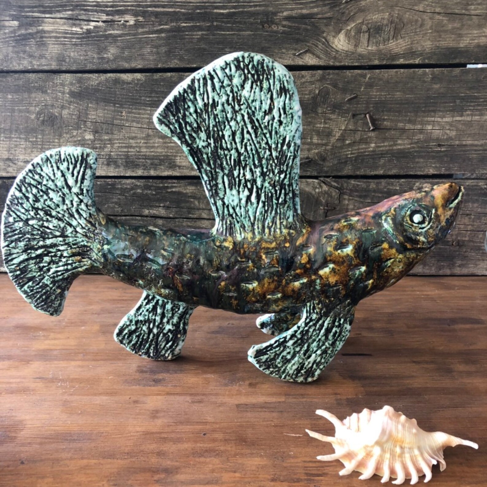 BIG Ceramic fish Garden art Garden decor Ceramic Home Etsy