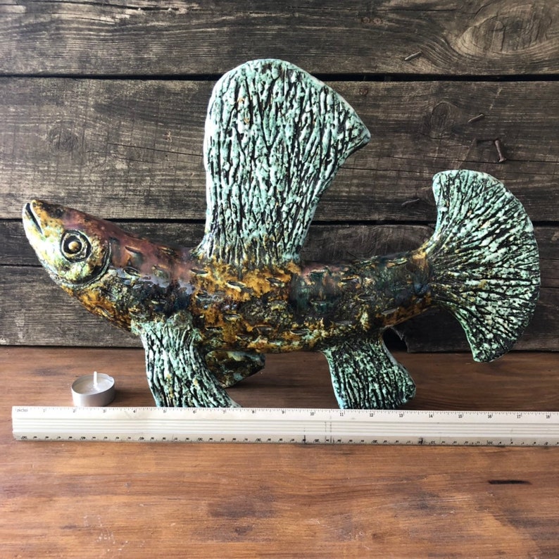 BIG Ceramic fish Garden art Garden decor Ceramic Home Etsy