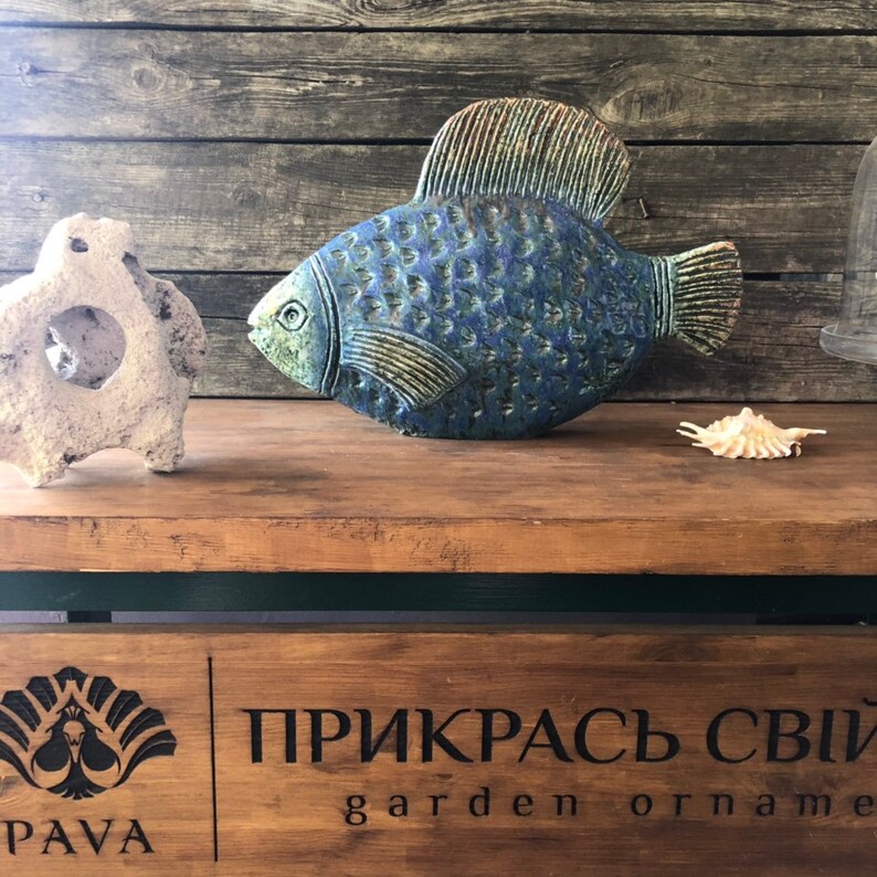 BIG Ceramic Fish Garden Art Garden Decor Ceramic Home Etsy