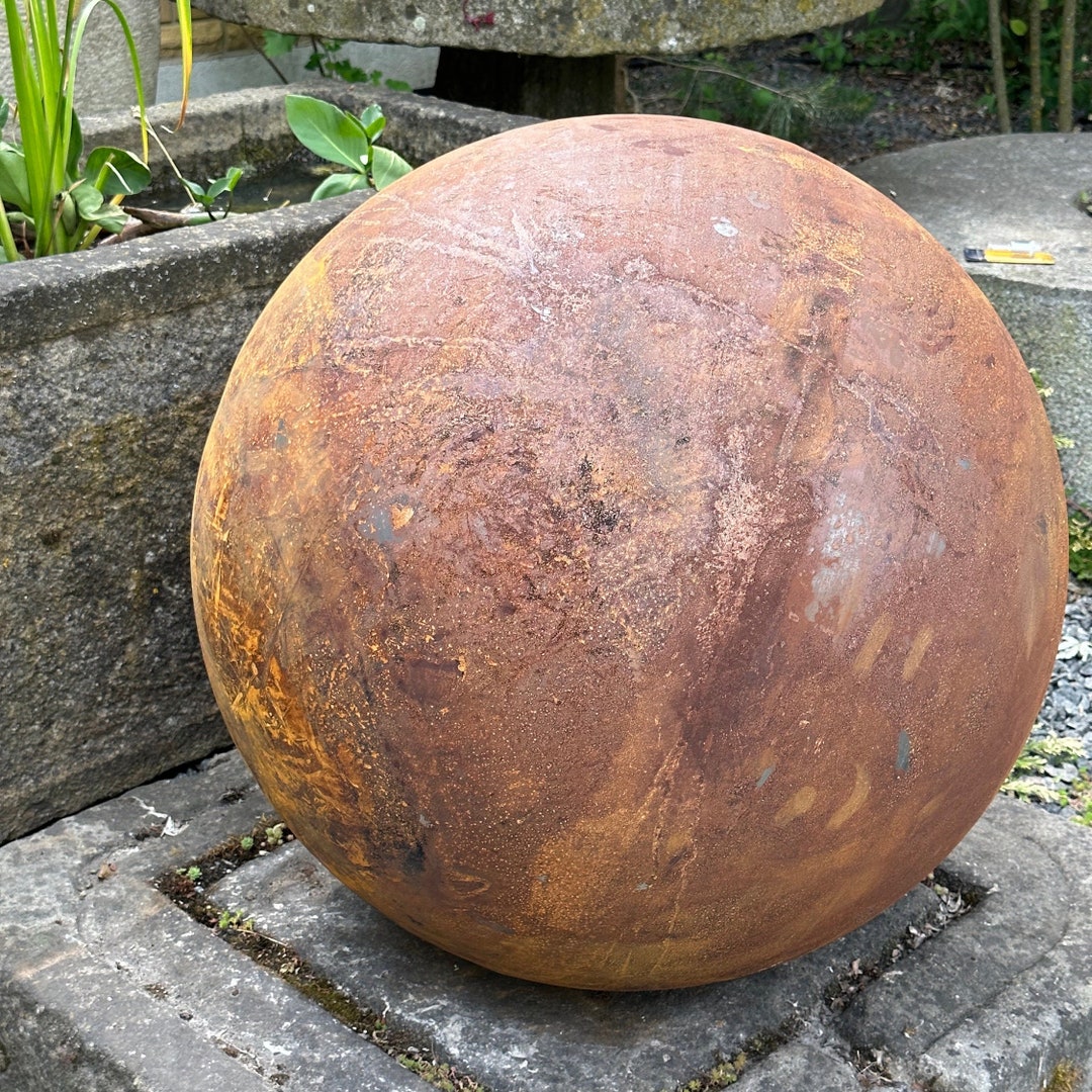 Big 27 Rusty Metal Sphere Outdoor Garden Decor Zen Garden Globe