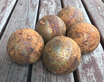 Rusty Metal Garden Decorative Balls, Corten Steel Sphere Set, 5 inch