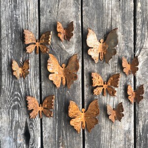Decoración de pared con mariposas: arte de mariposas de metal oxidado, decoración de pared de inspiración vintage, decoración rústica para el hogar, arte de pared con mariposas de acero desgastado