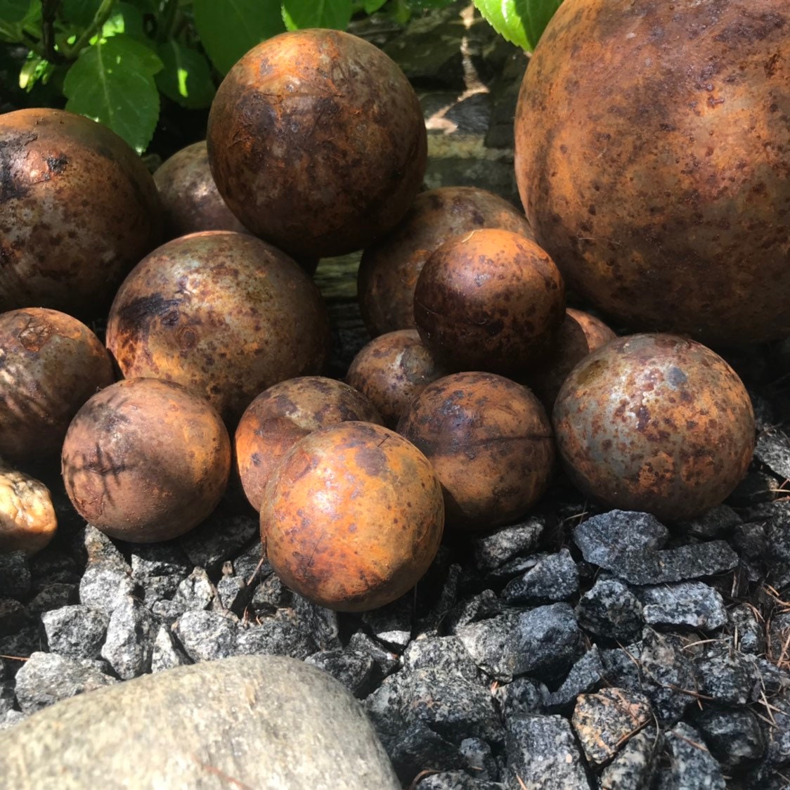 Rusty Metal Garden Balls Set, Rustic Corten Steel Yard Art, Lawn ...